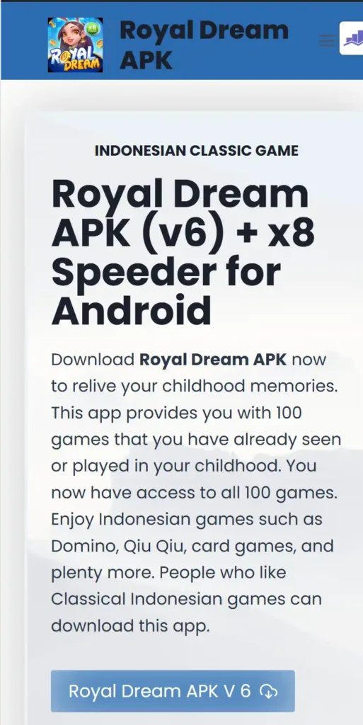 Main Front Page Royal Dream APK- EN 13 Download Royal Dream APK Step 1